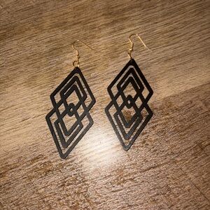 Geometric Black and Gold Earrings
